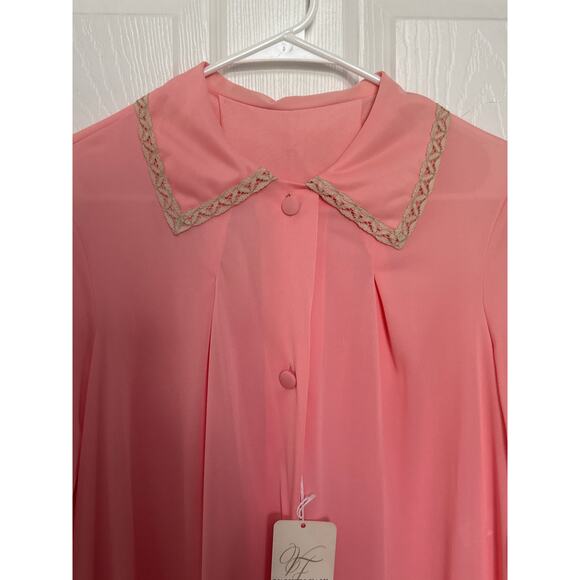 NWT Vintage Vanity Fair Pink Lace Trim Robe Size 34 - Picture 7 of 13